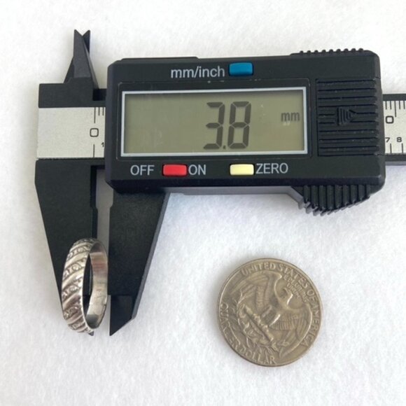 Sterling Silver 925 Textured Diagonal Pattern Band Wedding Ring Size 6.5 - Picture 13 of 14